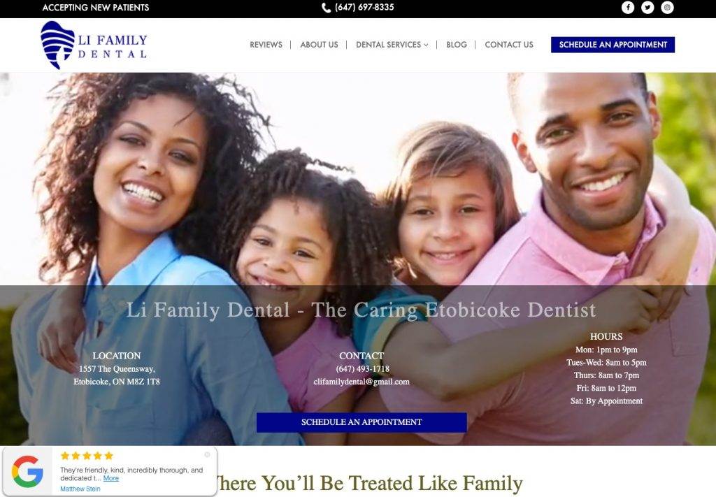 Dentist Web Design - Li Family Dental Website