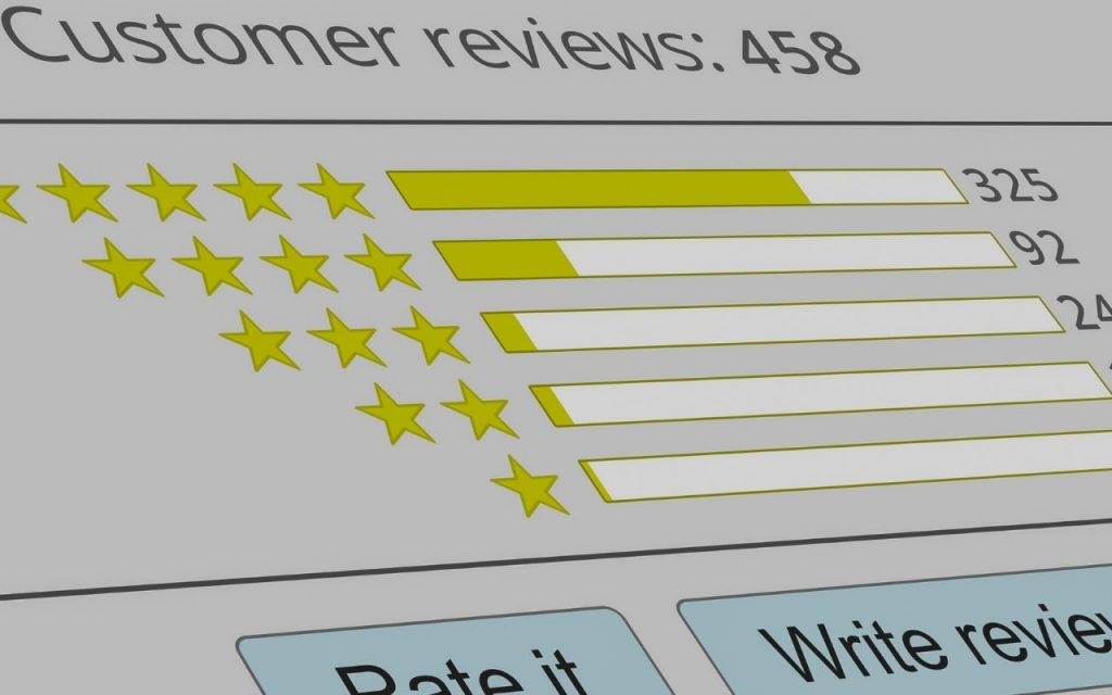 A patient reviews page with a star rating.